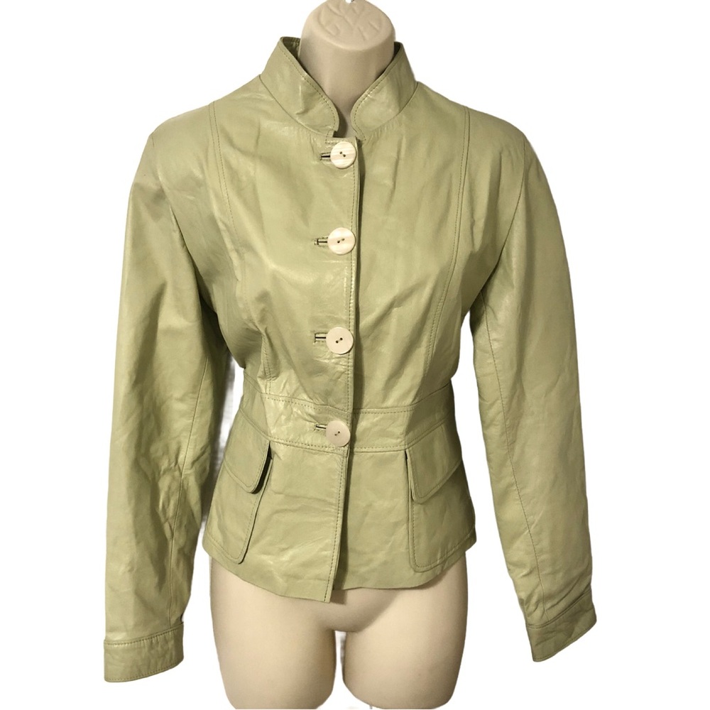 LILI Smooth Leather Jacket Blazer Sage Green Argentina Womens Medium